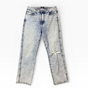 7 For All Mankind High Waist Cropped Straight Blue Stone Wash Size 30